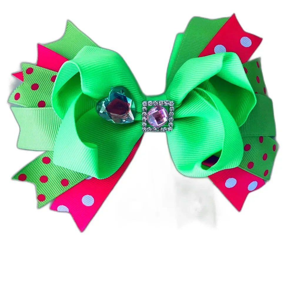 Hair Bow with Grosgrain Colored Ribbons for Girls and Baby and Toddler. NEW